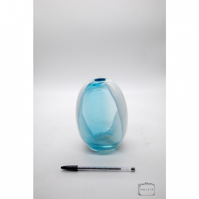VASO VIDRO GOTA AZUL E BRANCO – MÉDIO