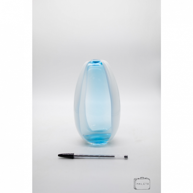 VASO VIDRO GOTA AZUL E BRANCO – GRANDE
