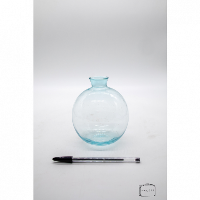 VASO VIDRO BOLINHA AZUL CLARO
