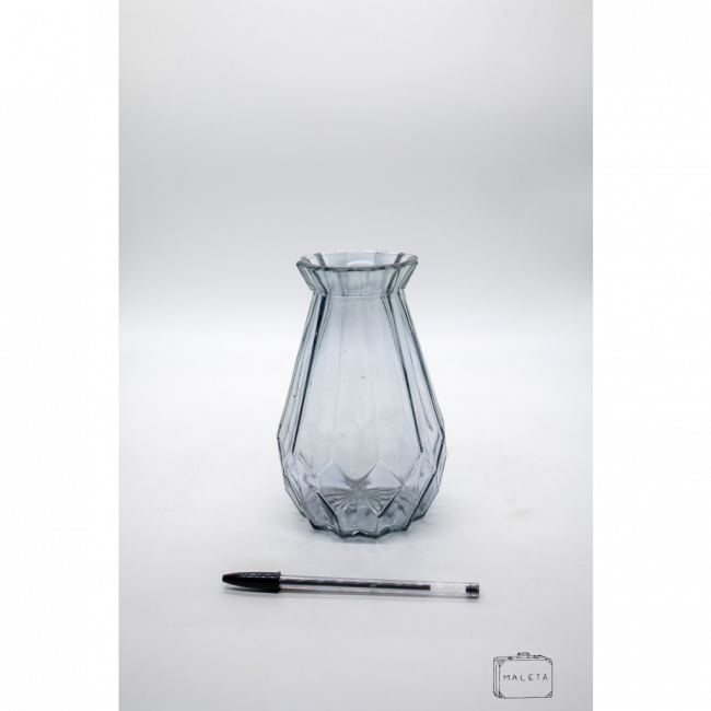 VASO VIDRO FUMÊ TEXTURA LOSANGO