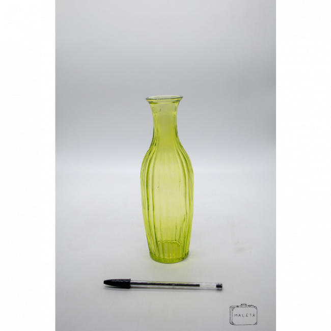 VASO VIDRO VERDE TEXTURA LISTRAS