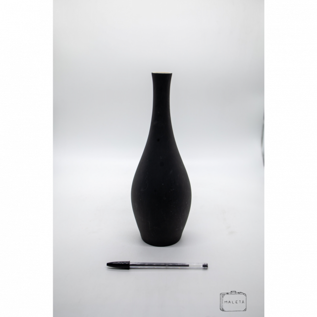VASO CERÂMICA PRETO INTERIOR BRANCO