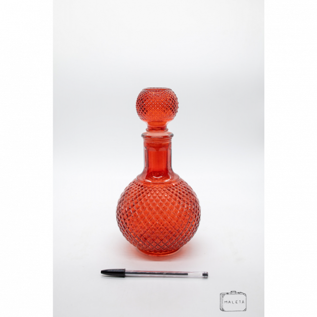 DECANTER VIDRO TEXTURADO VERMELHO
