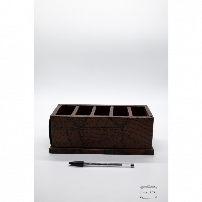 PORTA-CANETA RETANGULAR COURO MARROM