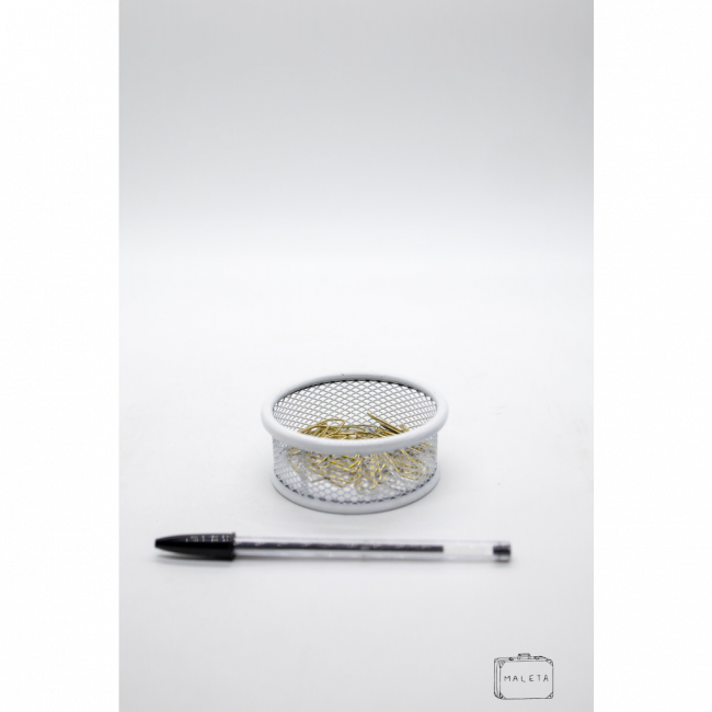 PORTA-CLIPS REDONDO ARAMADO BRANCO