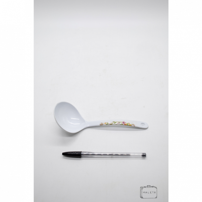 CONCHA DE PLÁSTICO BRANCO COM CABO FLORIDO – PEQUENO