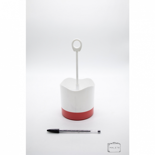 PORTA-UTENSÍLIOS PLÁSTICO BRANCO BASE VERMELHA