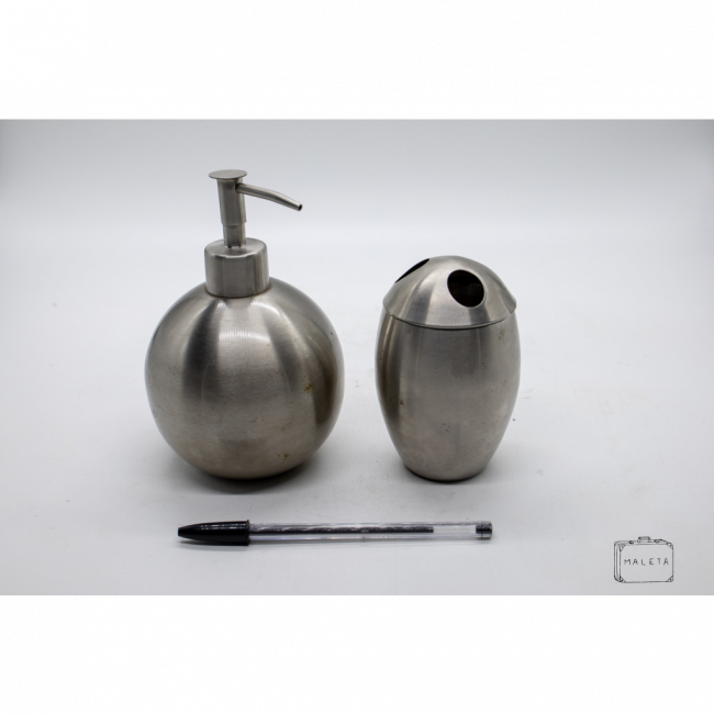 CONJUNTO BANHEIRO INOX ESCOVADO BOJUDO (02 PEÇAS)