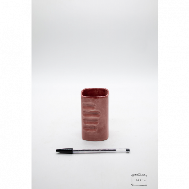 PORTA-ESCOVA DE DENTE QUADRADO CERÂMICA ROSA