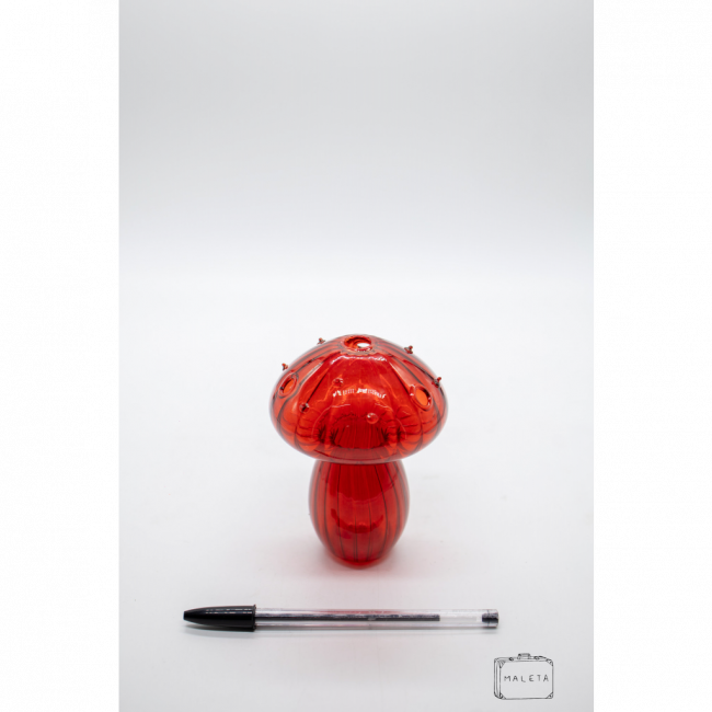 VASO VIDRO FORMATO COGUMELO VERMELHO