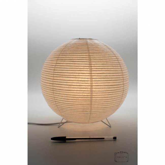 LUMINÁRIA JAPONESA DE MESA REDONDA PAPEL BRANCO