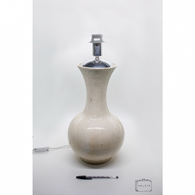 LUMINÁRIA DE MESA CERÂMICA OFFWHITE CRAQUELADA