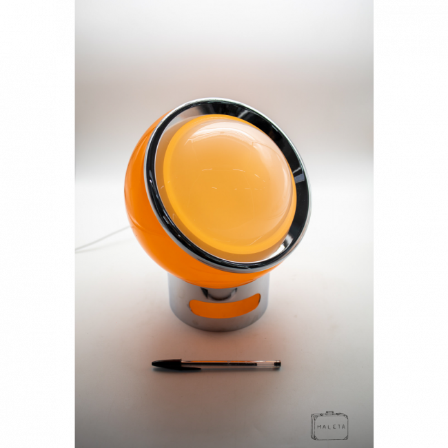 LUMINÁRIA DE MESA BOLA LARANJA BASE CROMADA
