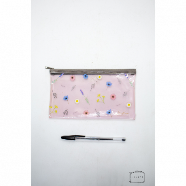 NECESSAIRE TRANSPARENTE ESTAMPA FLORZINHAS