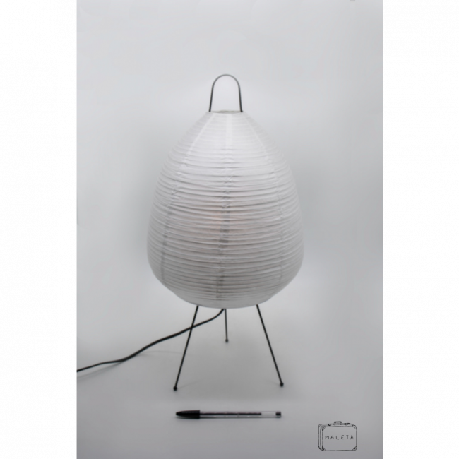 LUMINÁRIA DE MESA JAPONESA DE PAPEL BRANCA SANFONADA