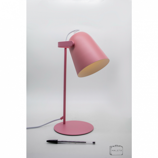 LUMINÁRIA DE MESA ROSA COM CÚPULA ARTICULADA