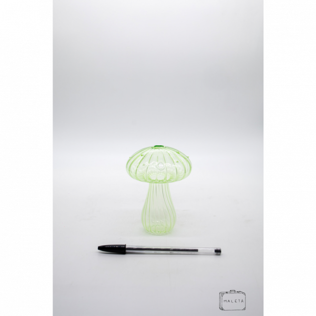 VASO VIDRO FORMATO COGUMELO VERDE