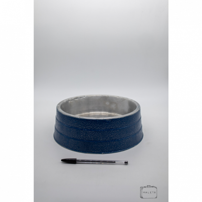 COMEDOURO/BEBEDOURO PARA PET METAL AZUL INTERIOR PRATA 
