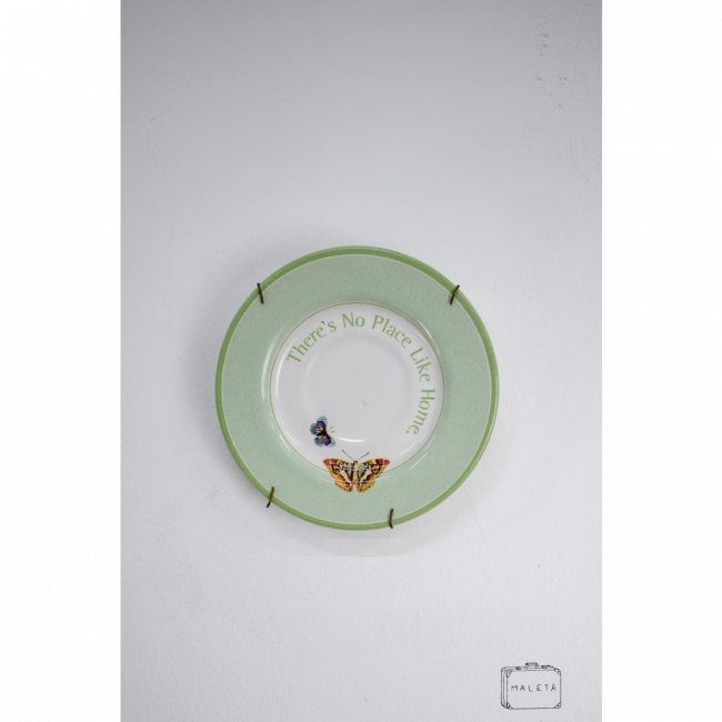 PRATO DECORATIVO VERDE ESTAMPA DUAS BORBOLETAS