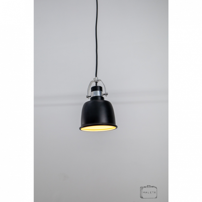 LUMINÁRIA PENDENTE PRETA INTERIOR BRANCO COM ALÇA PRATA