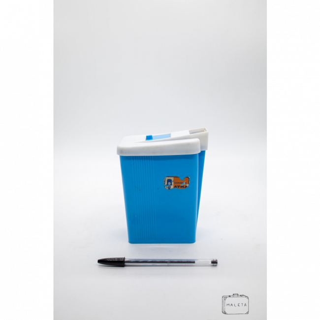 PORTA-MANTIMENTO PLÁSTICO QUADRADO AZUL TAMPA BRANCA