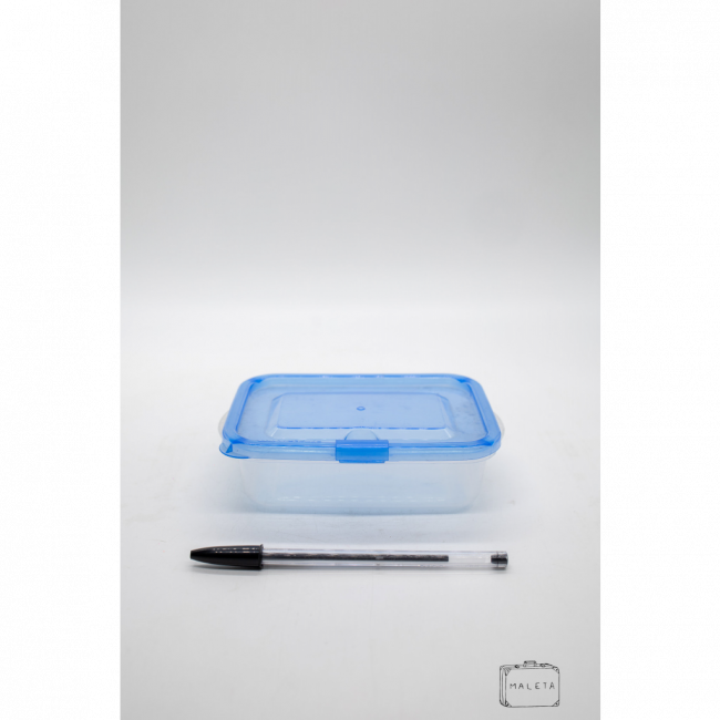POTE RETANGULAR PLÁSTICO TAMPA AZUL CRISTAL