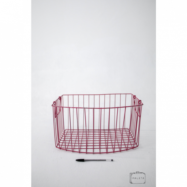 CESTA ARAMADA ROSA COM ALÇA