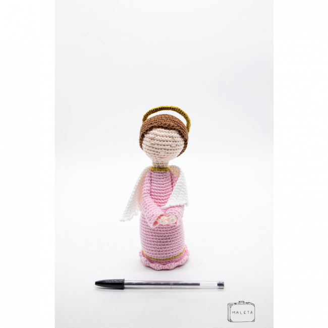 ANJO CROCHÊ ROSA 