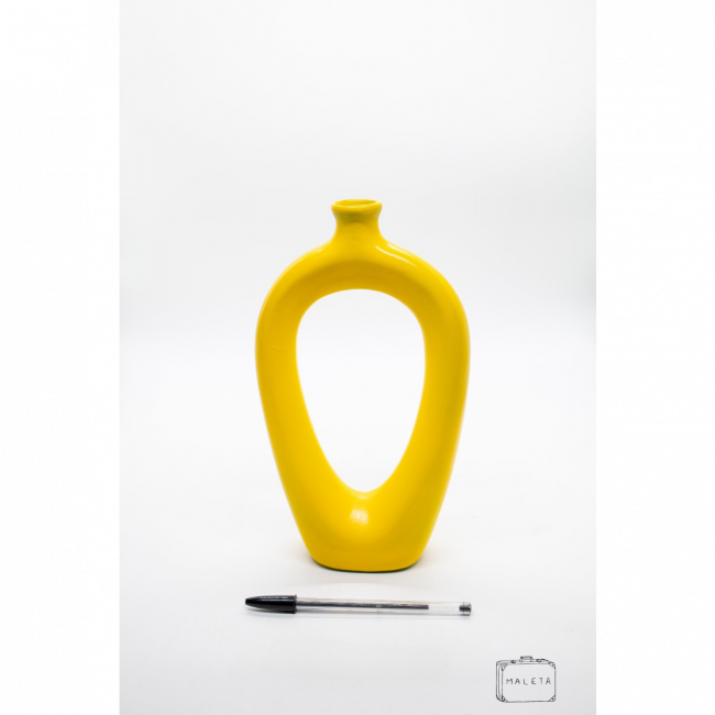 VASO CERÂMICA OVAL ALTO AMARELO - LS