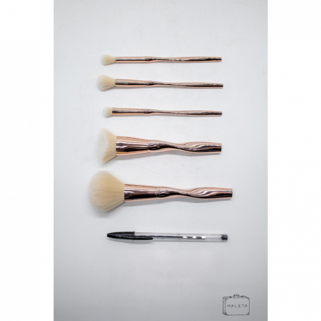 KIT PINCÉIS DE MAQUIAGEM MACRILAN ROSE GOLD 5 PEÇAS - LS