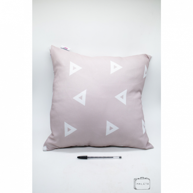 ALMOFADA ROSA CHÁ ESTAMPA TRIÂNGULOS 40X40 - LS 