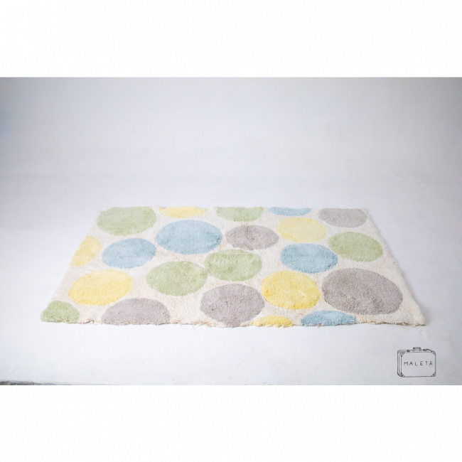 TAPETE INFANTIL CREME BOLINHAS COLORIDAS - 1,00X1,60