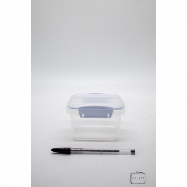 POTE PLÁSTICO QUADRADO TRANSPARENTE COM PRESILHA BRANCA