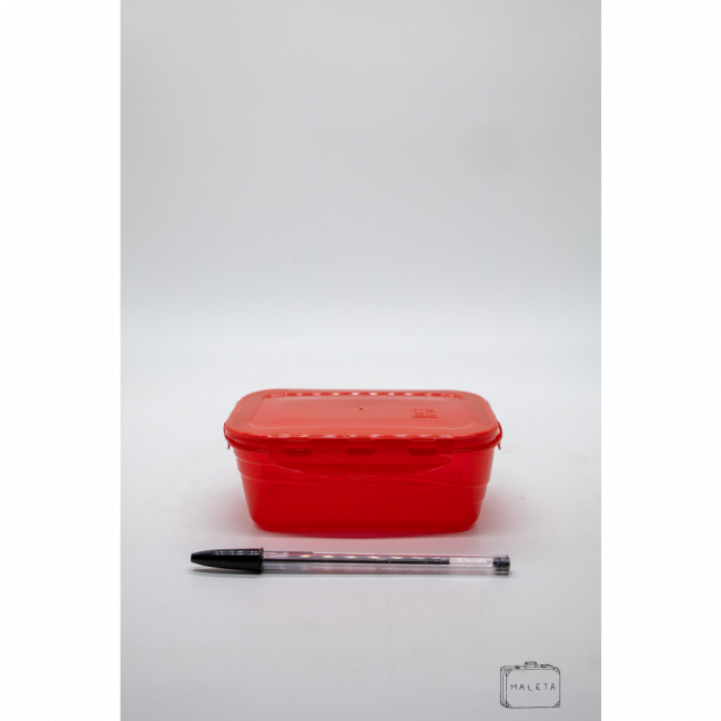 POTE PLÁSTICO RETANGULAR VERMELHO COM PRESILHA