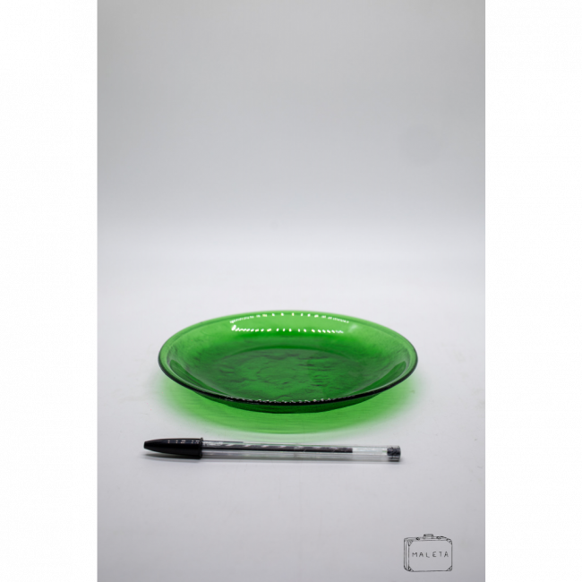 PRATO RASO VIDRO VERDE PARA SOBREMESA