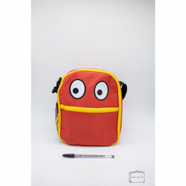 LANCHEIRA INFANTIL TRANSVERSAL VERMELHA COM OLHINHOS