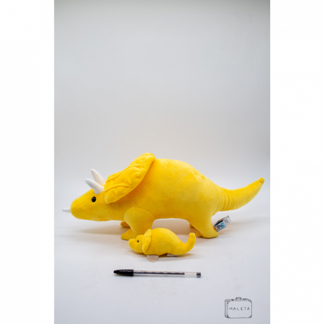 TRICERATOPS PELÚCIA AMARELO COM FILHOTE