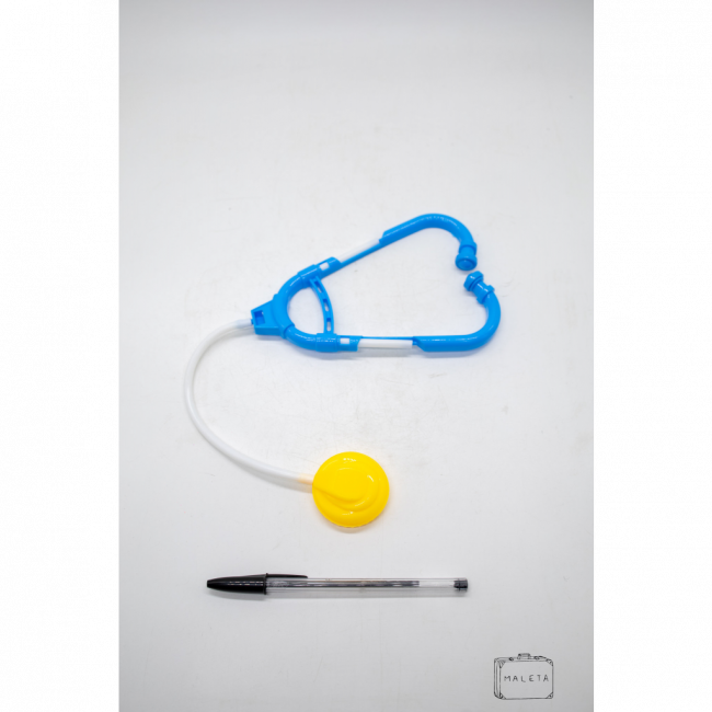 ESTETOSCÓPIO BRINQUEDO AZUL, BRANCO E AMARELO