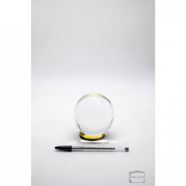 BOLA DE CRISTAL COM BASE E GLITTER AMARELO