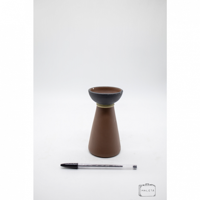 VASO CERÂMICA DESENHO TRIGO MARROM E PRETO