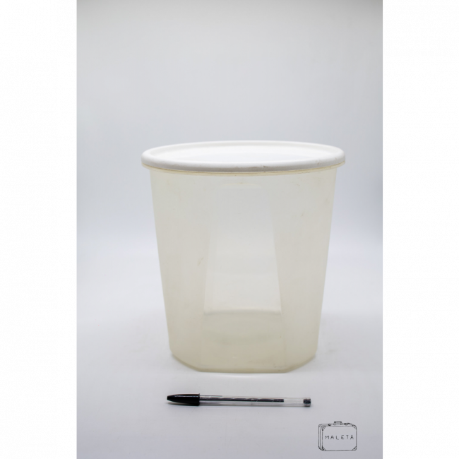 POTE PLÁSTICO TRANSPARENTE JATEADO COM TAMPA BRANCA - EXTRA GRANDE