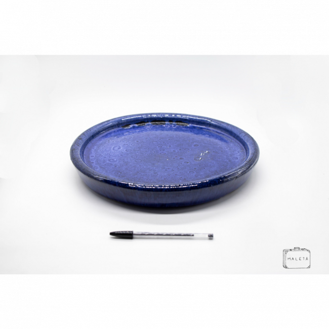 SUPORTE PARA VASO CERÂMICA AZUL - EXTRA GRANDE