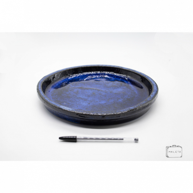 SUPORTE PARA VASO CERÂMICA AZUL - GRANDE