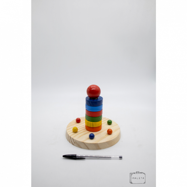 BRINQUEDO COORDENAÇÃO MOTORA MADEIRA COLORIDO (OITO PEÇAS)