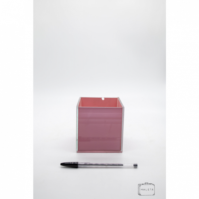 VASO VIDRO QUADRADO ROSA