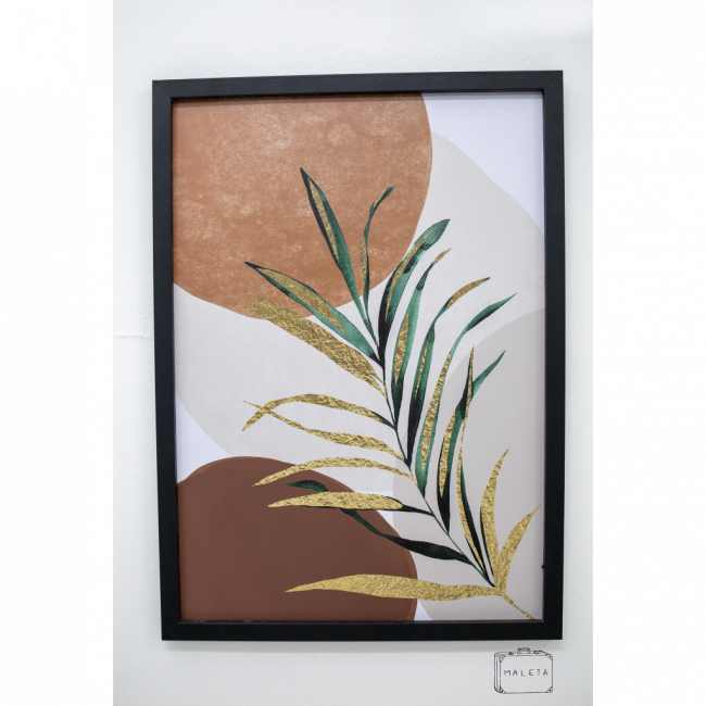QUADRO FOLHA VERDE/DOURADA - 46X64