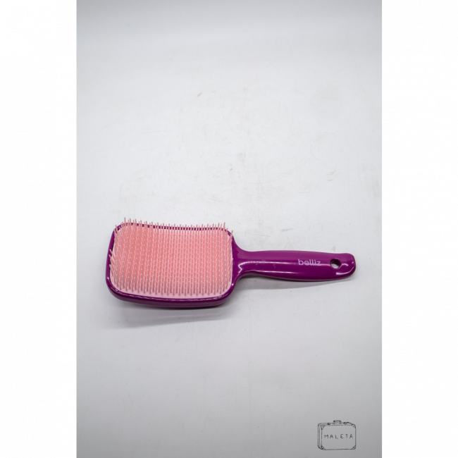 ESCOVA DE CABELO ROXA COM CERDAS ROSAS - LS
