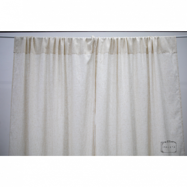 CORTINA LINHO CRU RISCADINHA - 1,45X4,20