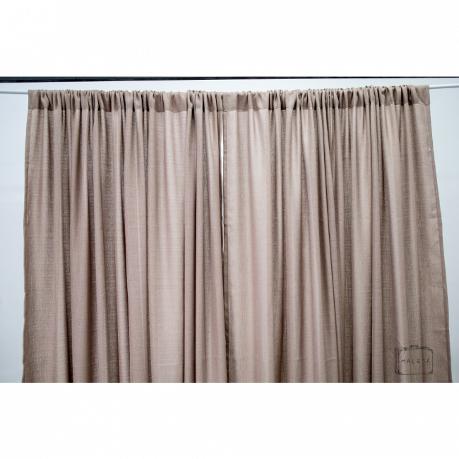 CORTINA ALGODÃO POLIÉSTER MARROM - 2,90X2,55