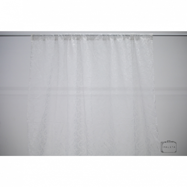 CORTINA RENDA FOLHAGEM BRANCA - 1,45X3,15
